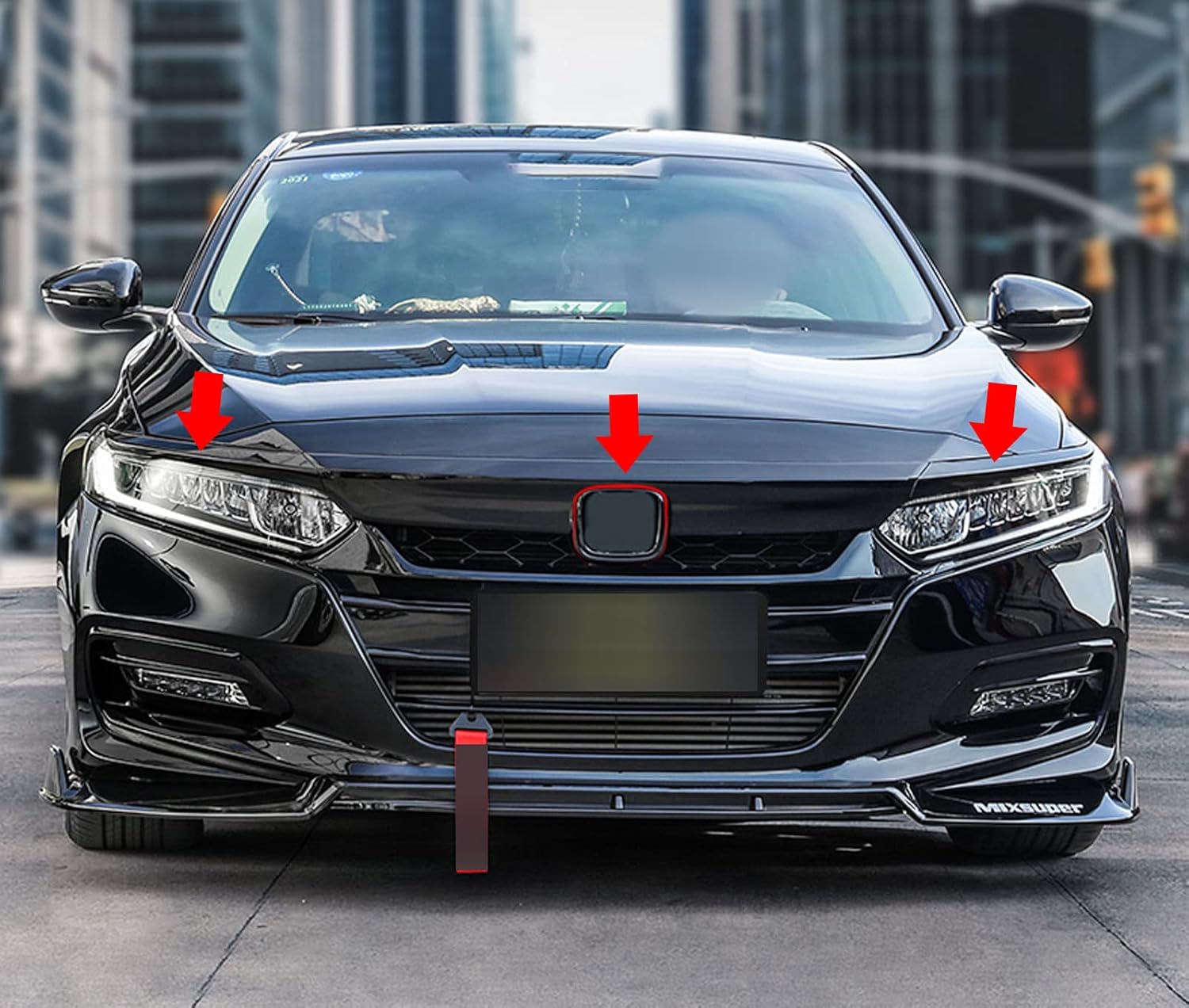 Xotic Tech Front Bumper Hood Grille Upper Stripe Cover Trim, Glossy Black, Compatible with Honda Accord 10th Gen 2018-2020