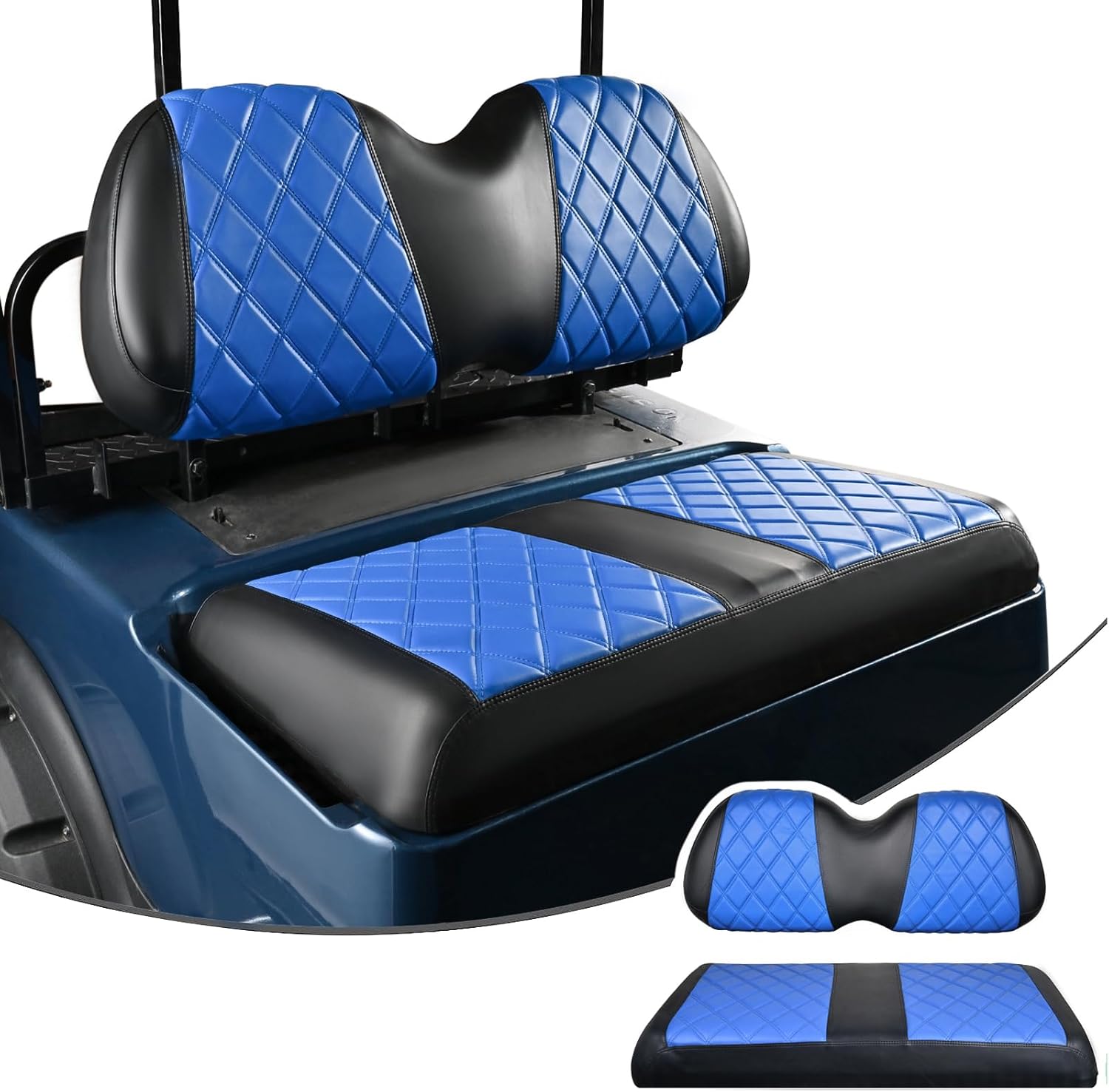 NOKINS Golf Cart Diamond Seat Covers Kit, Fit for Club Car Precedent Ordinary Front Seat Cushion, Golf Cart Vinyl Seat Cover, No Nails Required