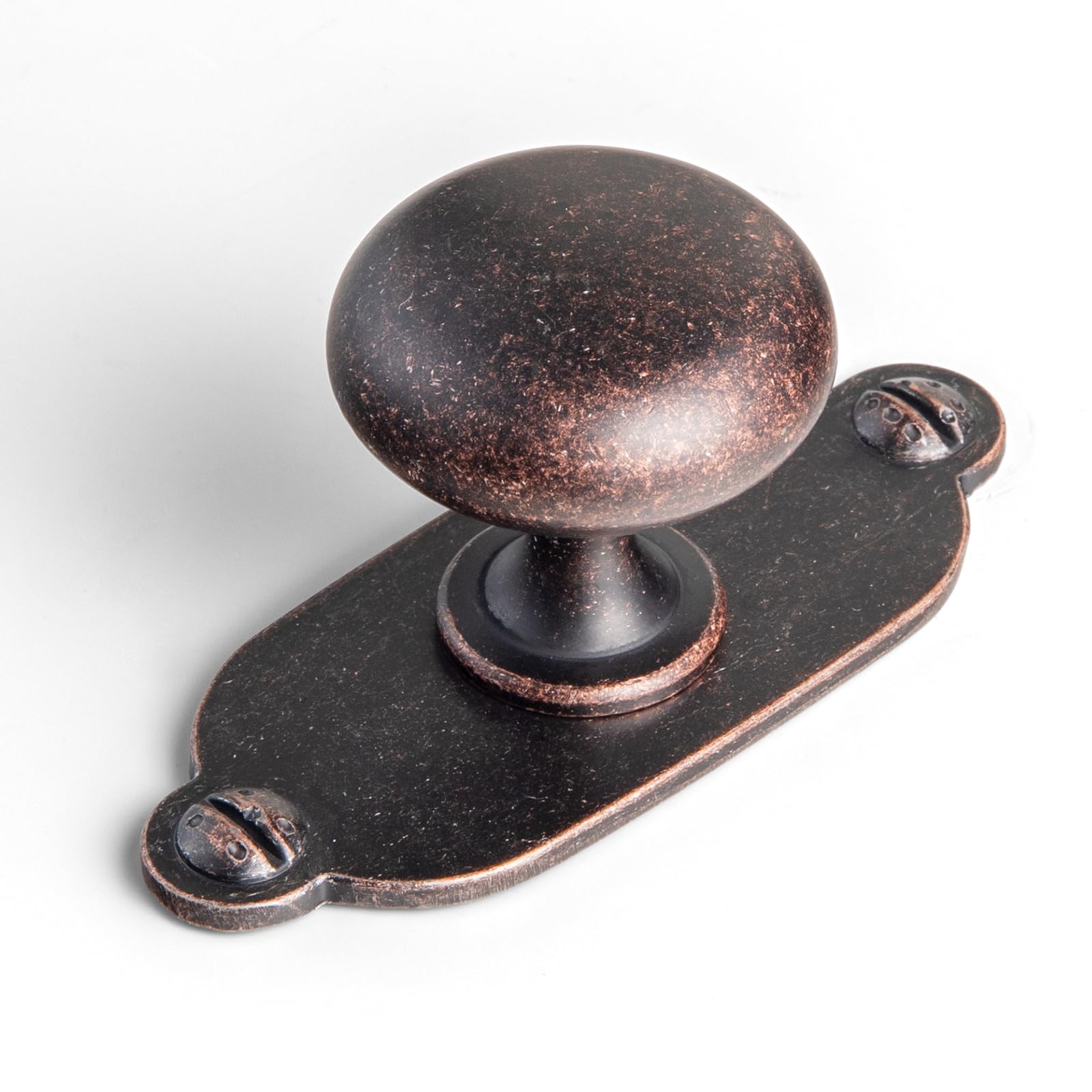 Goo-Ki Antique Oil Rubbed Bronze Zinc Alloy Cabinet Large Knob with Backplate - Single Hole Center Cabinet Pull Hardware for Bedroom, Kitchen, 6 Pack（8611-G013）