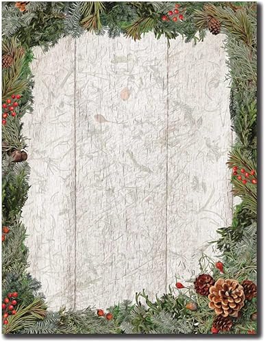 Holiday Wreath - Papel para impresora láser y inyección de tinta con membrete, 100 unidades