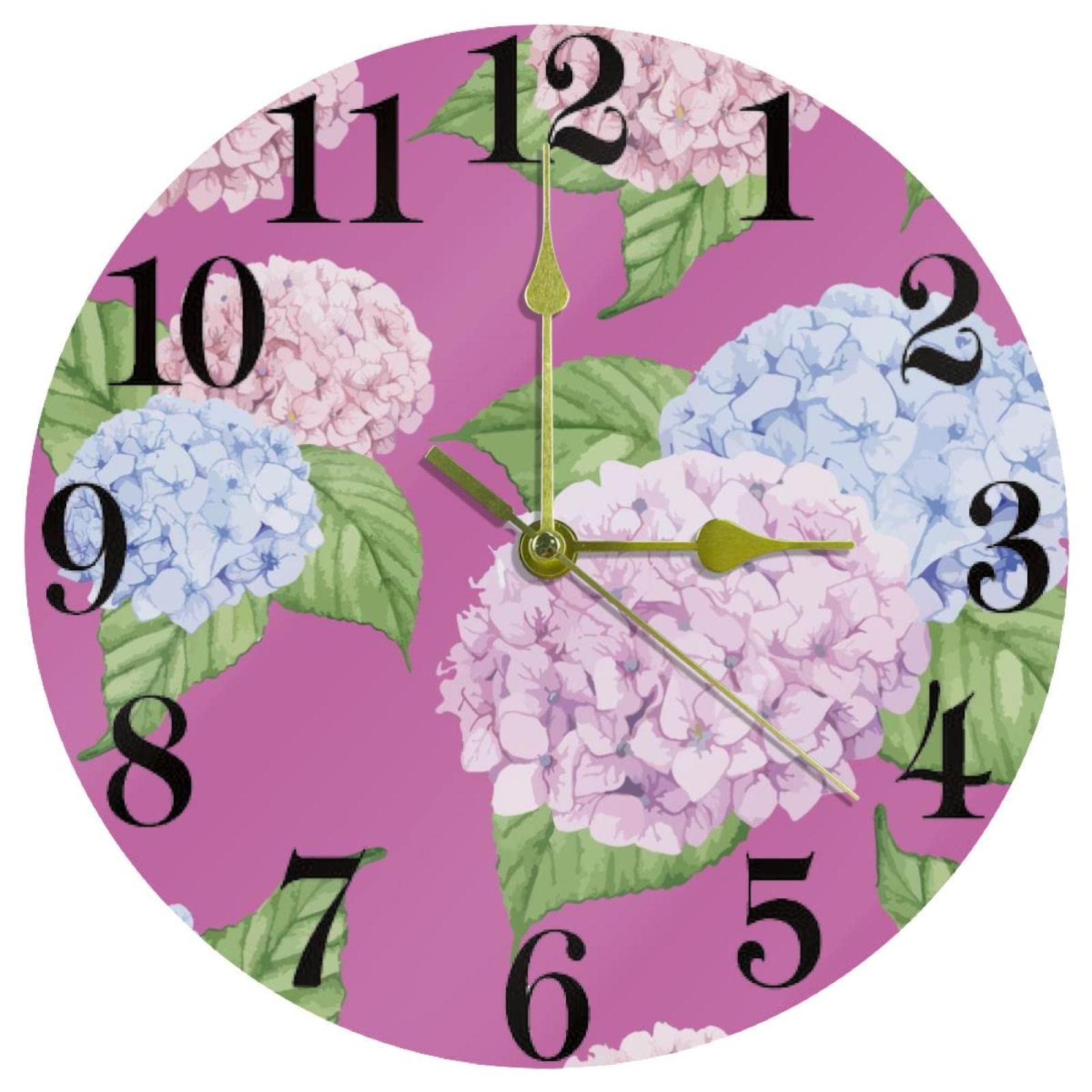 Horloge murale ronde à quartz silencieuse violette et rose pour la maison