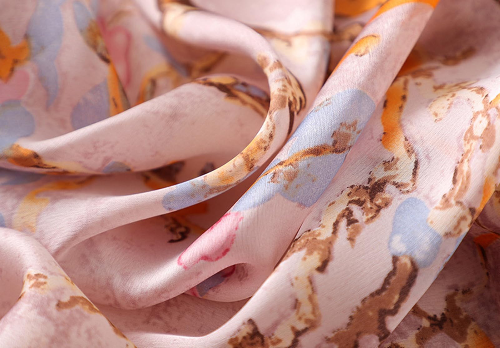 Bufanda Mujer Turbante De Seda Floral De Albaricoque Elegante Bufanda De Chal De Seda De Pintura Al Óleo para Mujeres - Envolturas De Hijab De La Cabeza Femme De Moda
