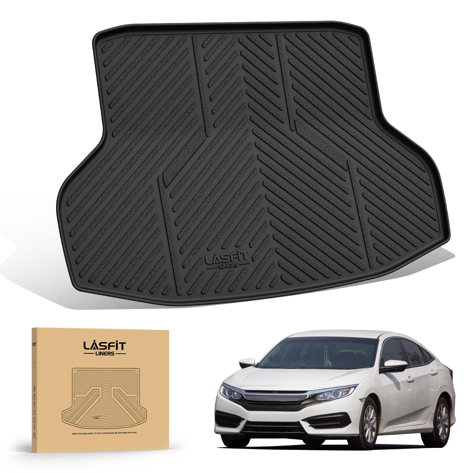 LASFIT All Weather Cargo Mats for Honda Civic 2016-2021 - Sedan