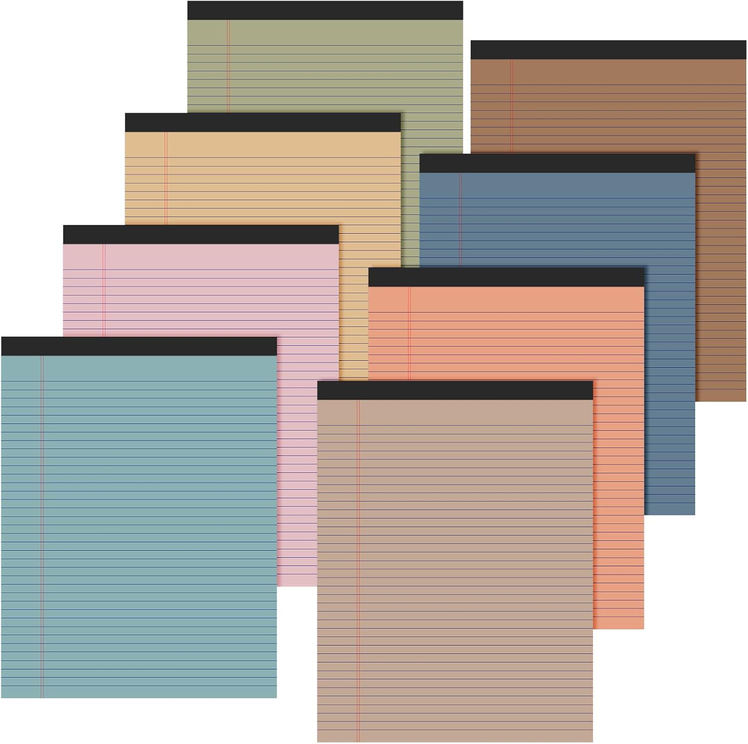 Fuutreo 8 Pcs 8.5'' x 11'' Colored Legal Pad 50 Sheets Per Writing Pads Narrow Ruled Notepad Perforated Writing Notepad Office Supplies for College Office Business (Advanced Grey)
