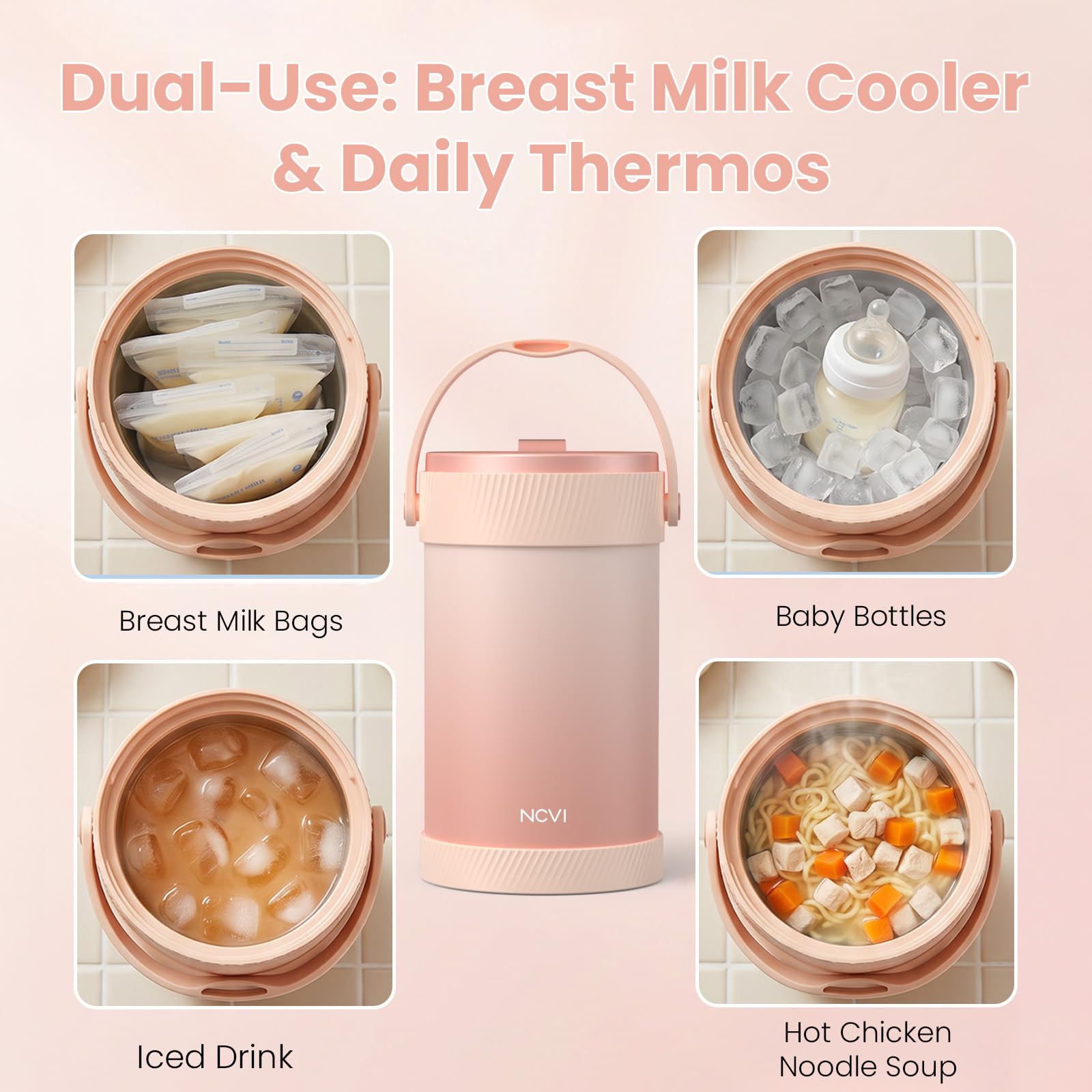 Bouteille isotherme portable pour lait maternel – Refroidissement double couche 24 h, longue durée de vie de la batterie nécessaire pour les voyages, le travail, le pompage de nuit pour répondre à vos