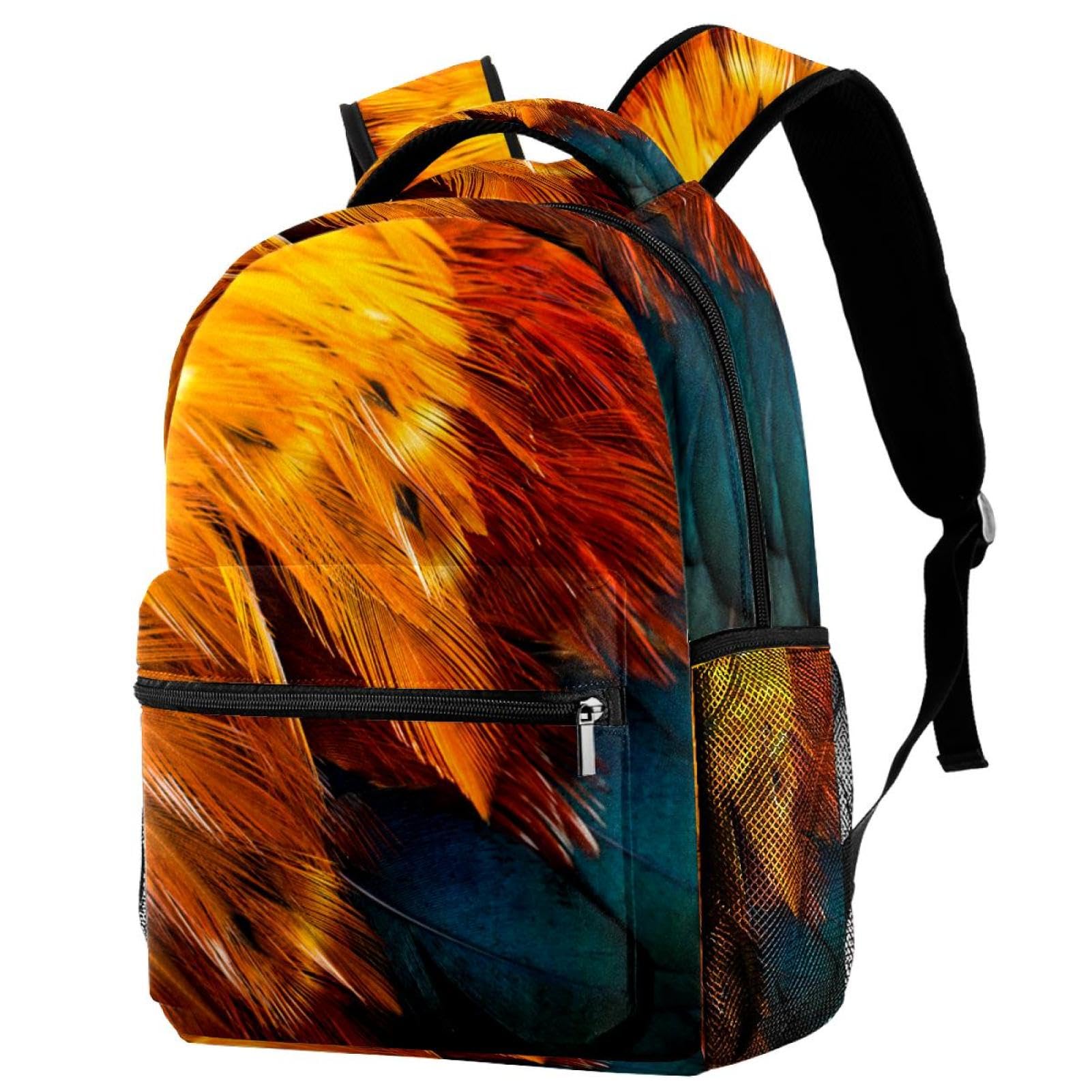 Sac à dos d'école à plumes multicolores pour ado et voyage décontracté