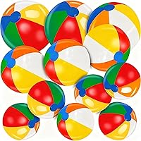 TURNMEON 12 Pack Rainbow Beach Balls Bulk (22''+17''+14'') - Inflatable Pool Toys for Kids Parties, Beach Games & Luau Decorations