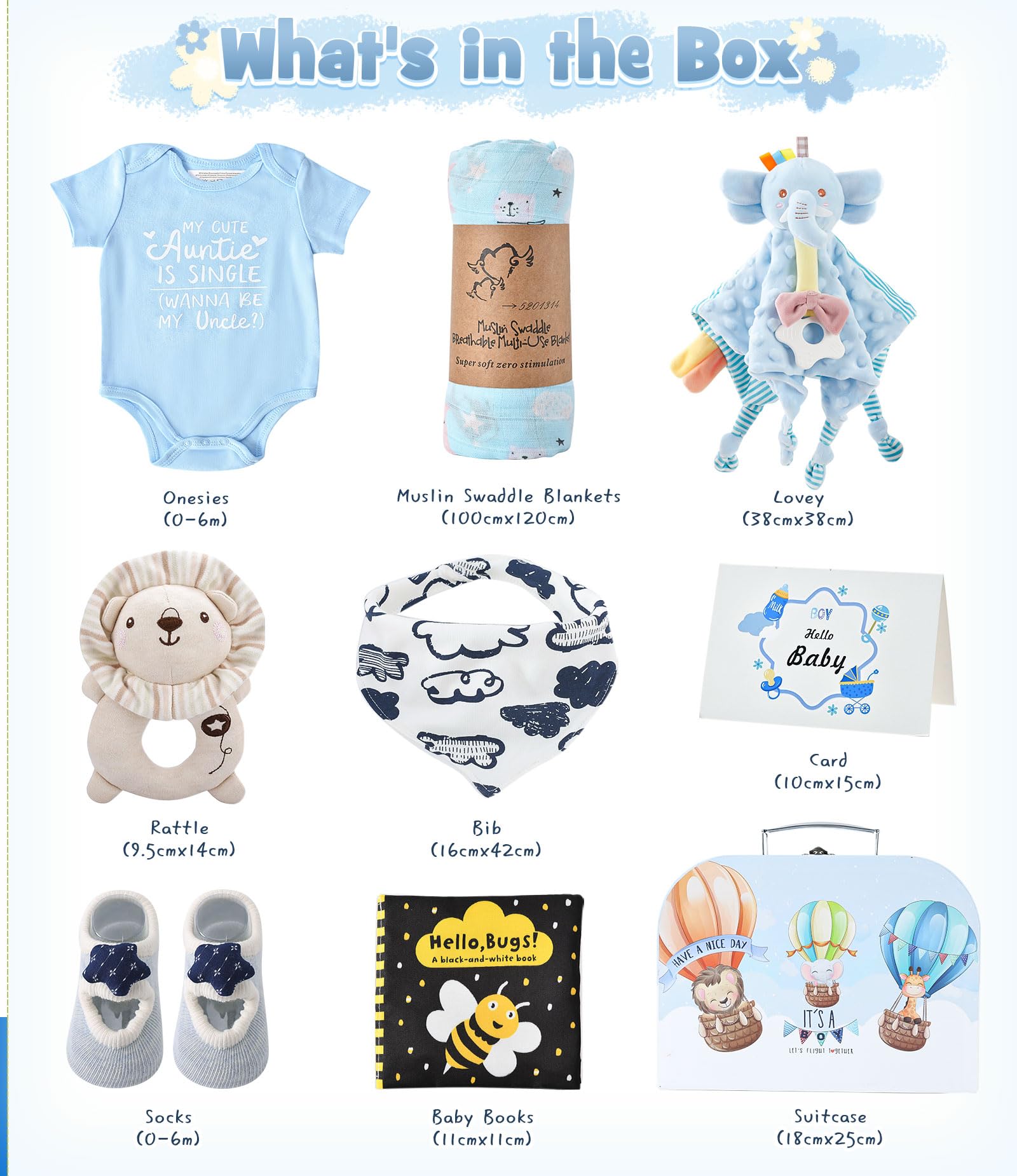 Tacobear Cesta Bebe Recien Nacido Niños Regalo Bebé Recién Nacidas para Bebé con Manta de Muselina Body Bebé Babero Tarjetas de Hitos Manta Regalo Baby Shower Bebe Cesta Recien Niños Niñas
