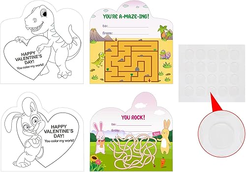 Miniatura 4 de Tarjetas de San Valentín para niños, 20 tarjetas de regalo de felicitación de San Valentín con cinta, 20 crayones de seis colores, 20 puntos de