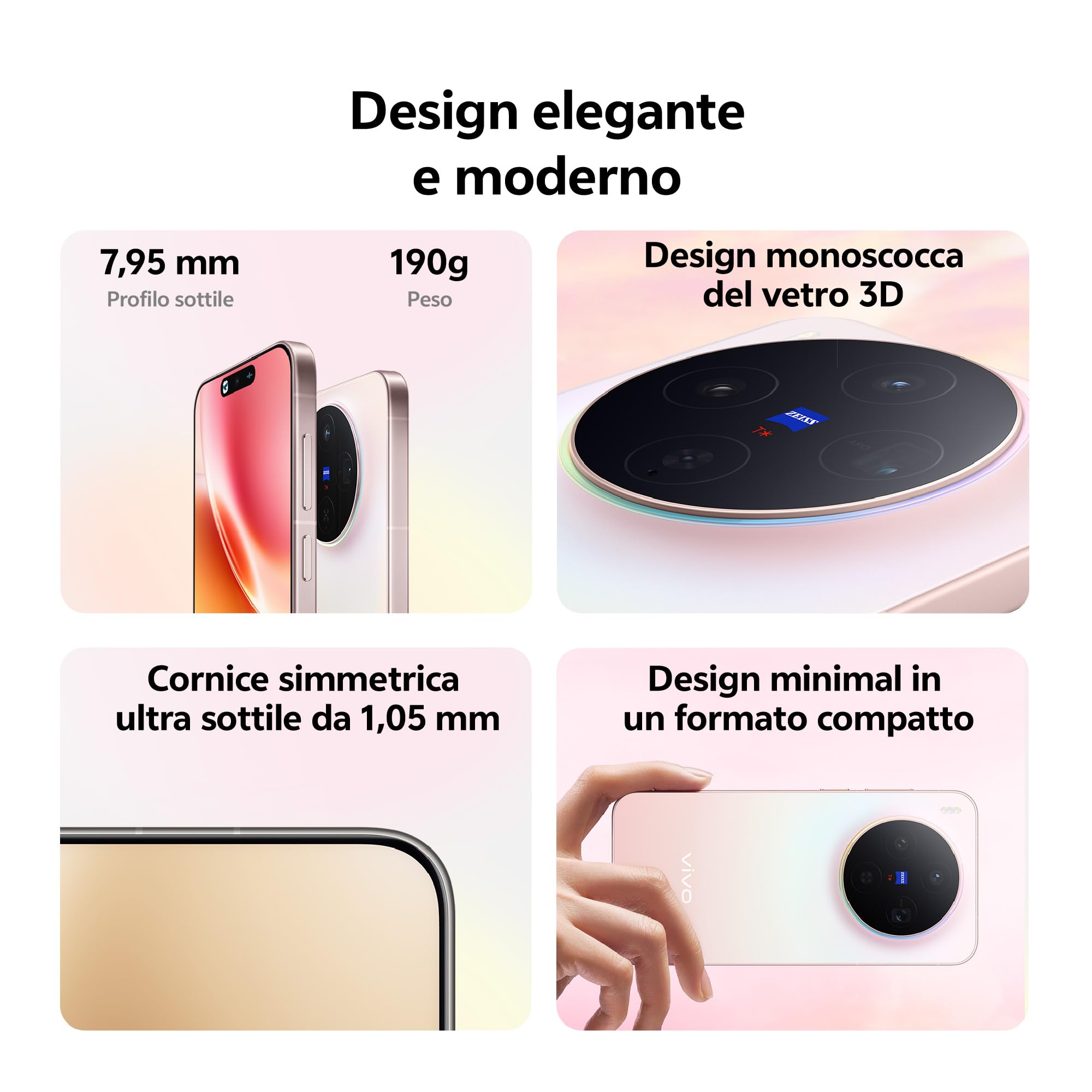 vivo X300 5G, Cameraphone con fotocamera principale ZEISS da 200 MP, 16+16GB RAM，512GB ROM, schermo piatto da 6,31 pollici, Dimensity 9500, IP68 e IP69, NFC