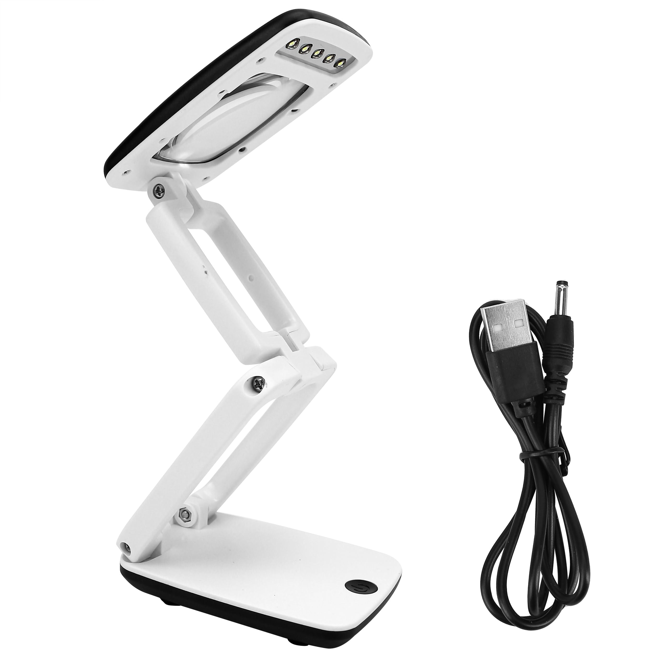 BuleVina Pocket Magnifying Glass with Light and Stand, Small 3X Magnifying Lamp, Portable 2-in-1 LED Lighted Desk Magnifier Visor Folding, Craft Light