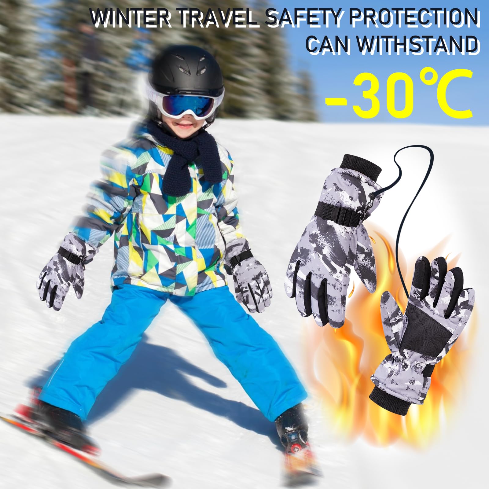 Guantes De Esquí Para Niños De 9-15 Años – Térmicos, Impermeables Y Ajustables Con Hebilla Antipérdida, Perfectos Para La Nieve