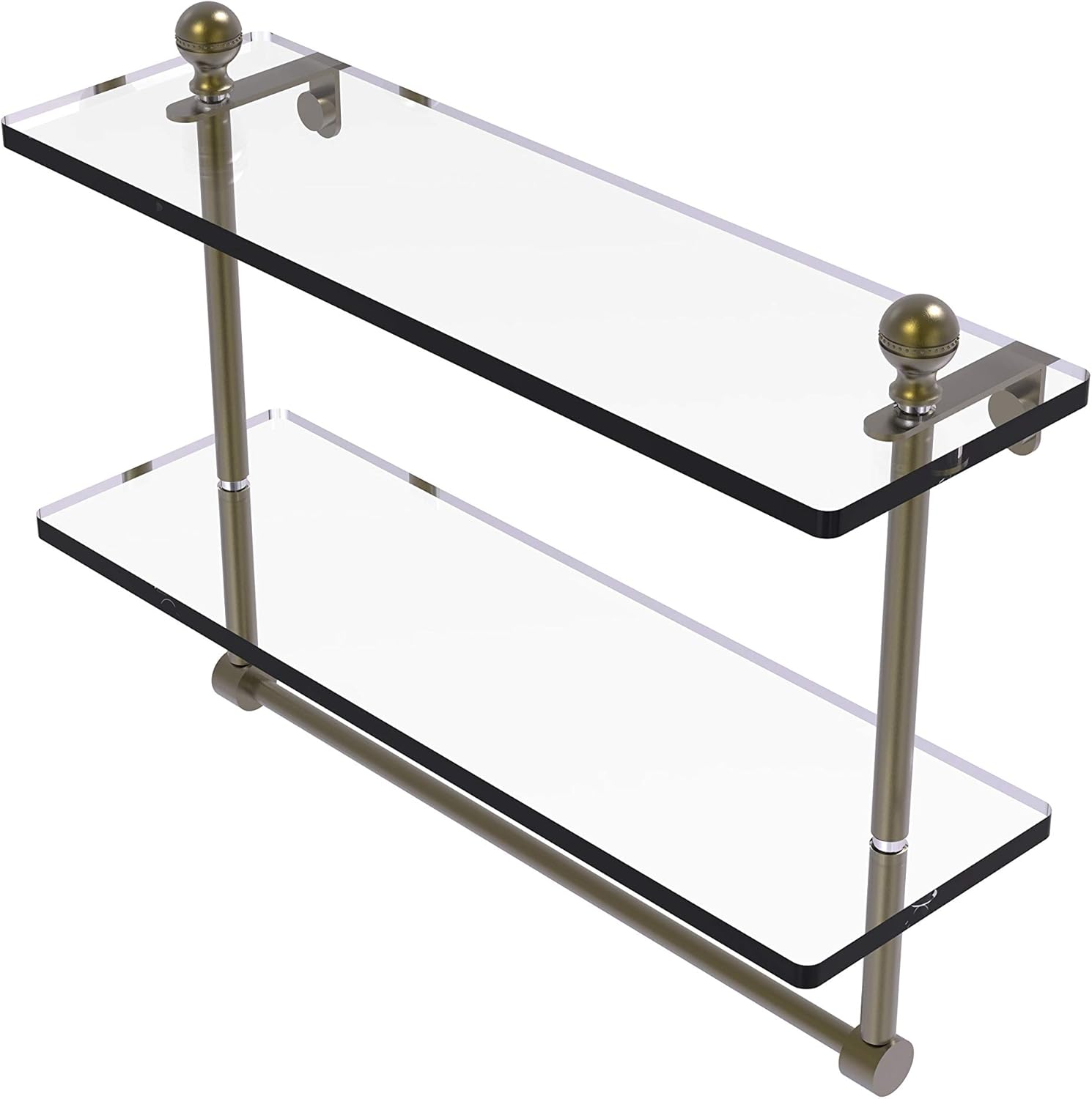 Allied Brass MA2/16TB Mambo Collection 16 Inch Two Tiered Integrated Towel Bar Glass Shelf