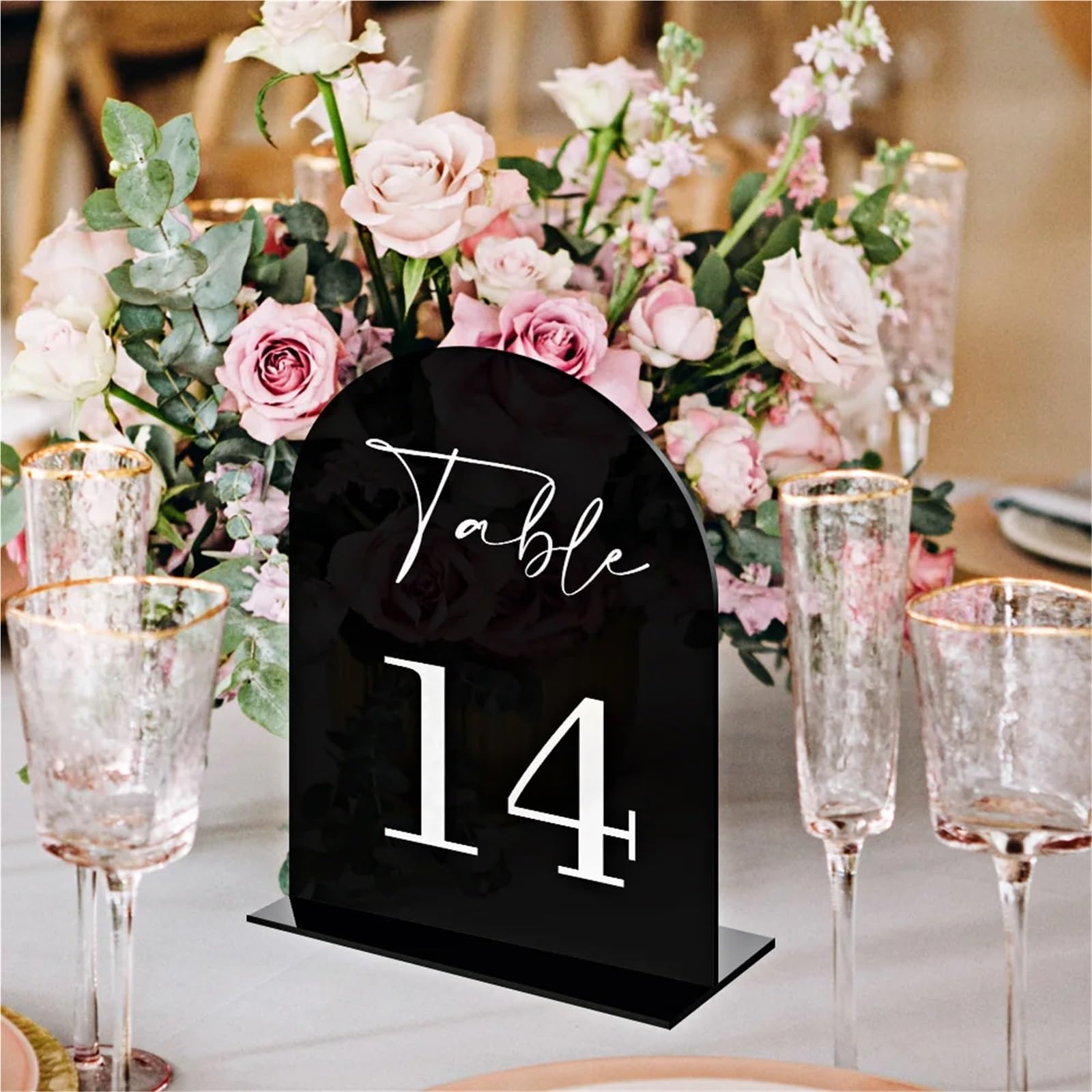 Segnale di Numero del Tavolo Acrylic Digital Table Label, Wedding Number, DIY Personalized Seat(Transparent L,Number 1-25)