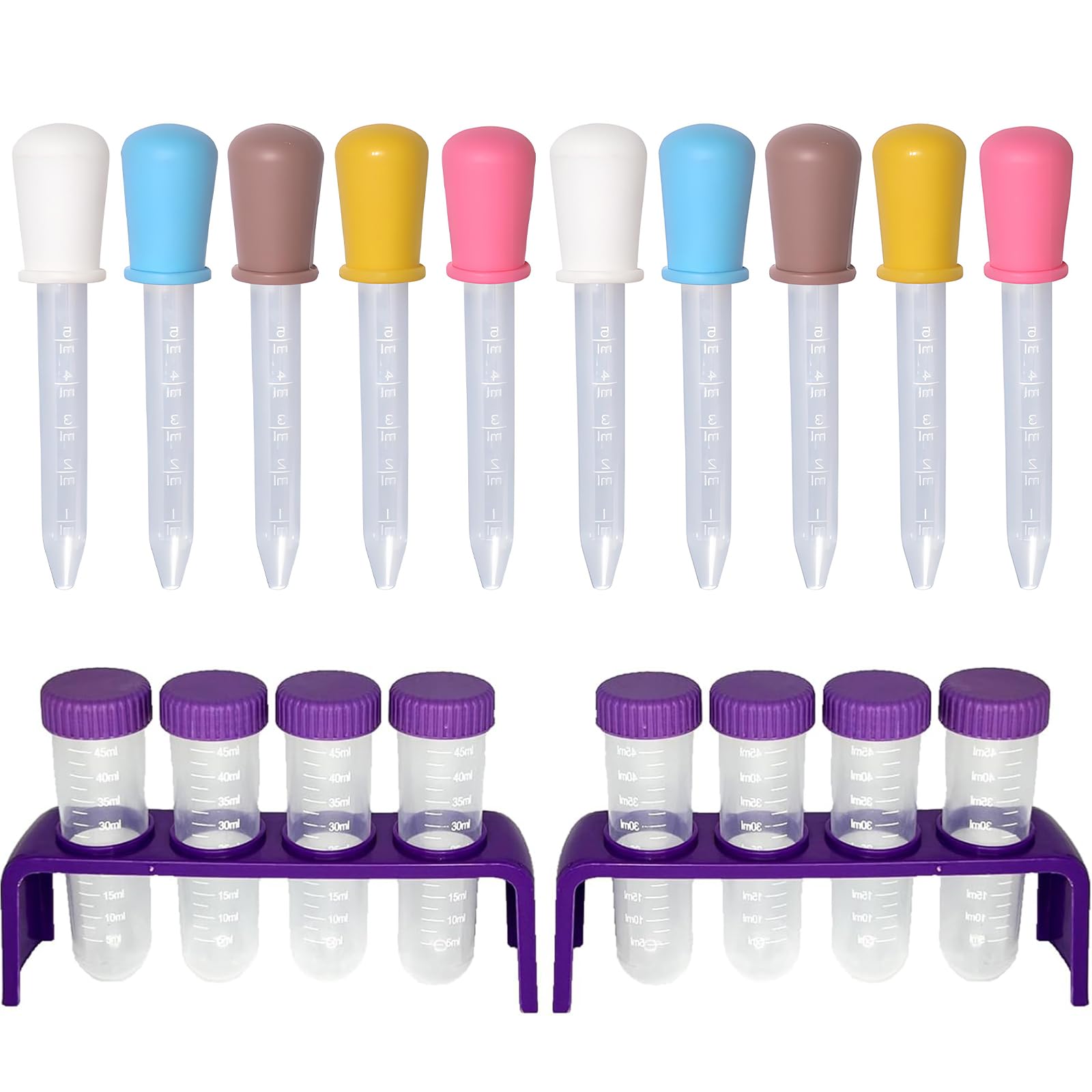 20 PCS Kids Science Experiment Kit, Purple Test Tube Set with Pipettes for Children, Ideal for Early Education, Creative Play, and Family Activities, Includes 50ml and 5ml Tubes