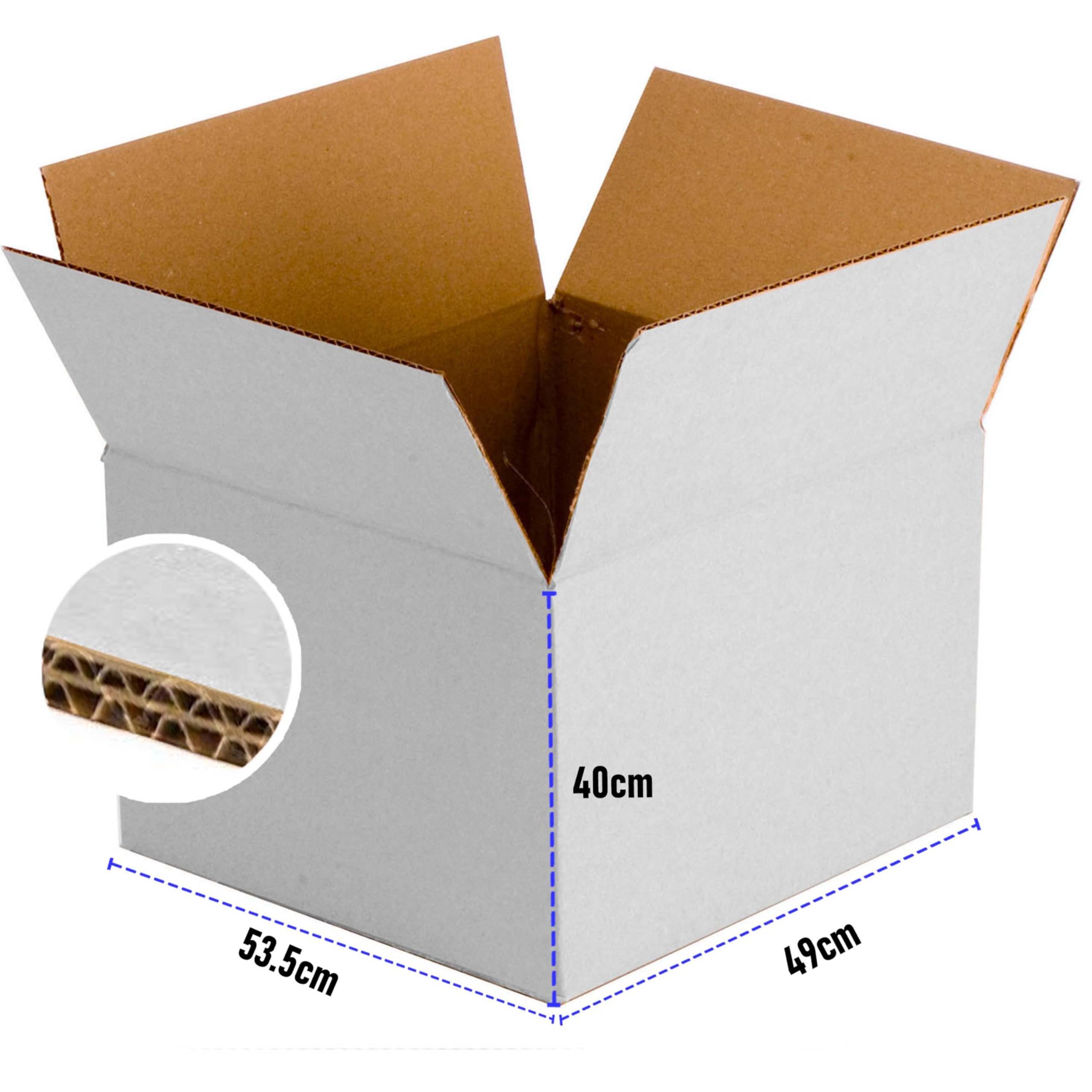 Simpletek - 15 unidades de Caja de Envío de Embalaje Blanca Reforzada de Doble Onda de Carton para Mudanzas | Medidas 535 x 490 x 400 mm