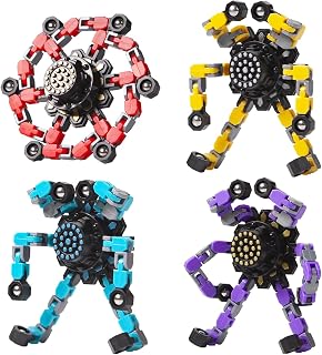 Transformable Fidget Spinners 4-Pack: Easter Basket Stuffers, Stress Relief Sensory Toys for Kids 8-13, Adults ADHD Autism, Party Favors Gifts