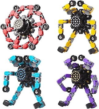 Transformable Fidget Spinners Toys 4 Pcs for Kids and Adults Stress Relief Sensory Toys for Boys and Girls Fingertip Gyros for Party Favors Chrismas Stocking Stuffers Bulk for Teens
