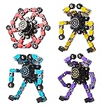 Transformable Fidget Spinners Toys 4 Pcs for Kids and Adults Stress Relief Sensory Toys for Boys and Girls Fingertip Gyros for Party Favors Chrismas Stocking Stuffers Bulk for Teens