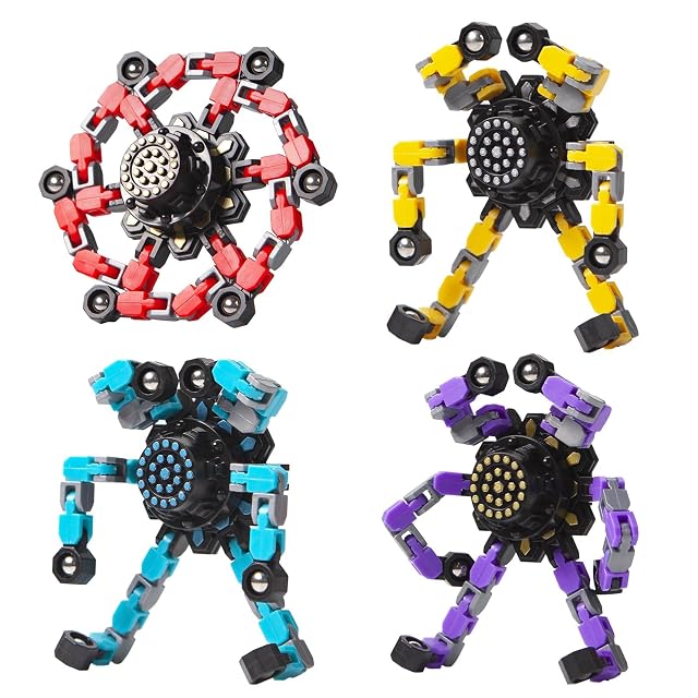 Easter Basket Stuffers Transformable Fidget Spinners Toys 4 Pcs for Kids and Adults Stress Relief Sensory Toys for