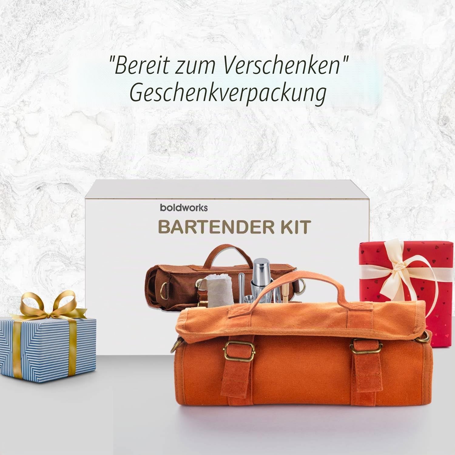Barkeeper-Tasche, Reise-Barkeeper-Set, professionelle Barkeeper-Werkzeugtasche, tragbare Cocktail-Ledertasche mit 20 Bar-Werkzeug-Set, ähnlich wie Aktentasche für Barkeeper in Bars, Haus, Party,