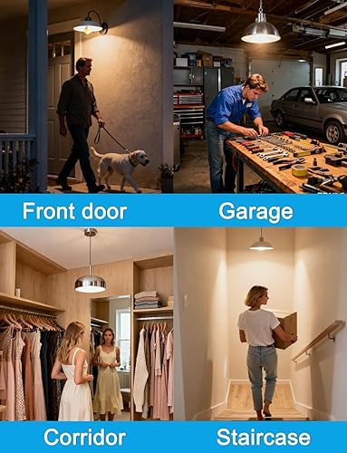 Miniatura 6 de HEKEE Bombilla LED con sensor de movimiento de 9 W, A19 PIR, infrarrojos integrados equivalentes a 60 W, 810 lúmenes, base E26, bombillas blancas