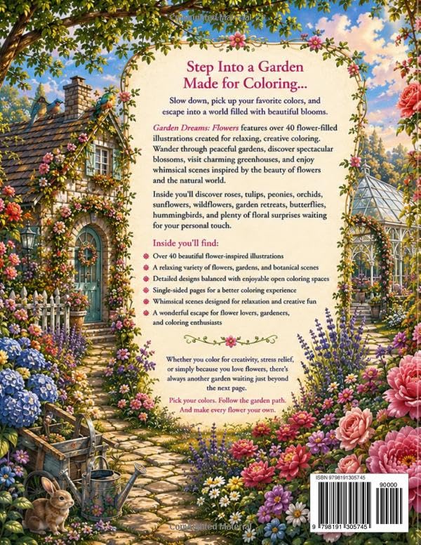 Garden Dreams: Flowers: Luxury Floral Coloring Book for Adults Featuring Beautiful Blooms, Botanical Gardens & Relaxing Nature Scenes image 3