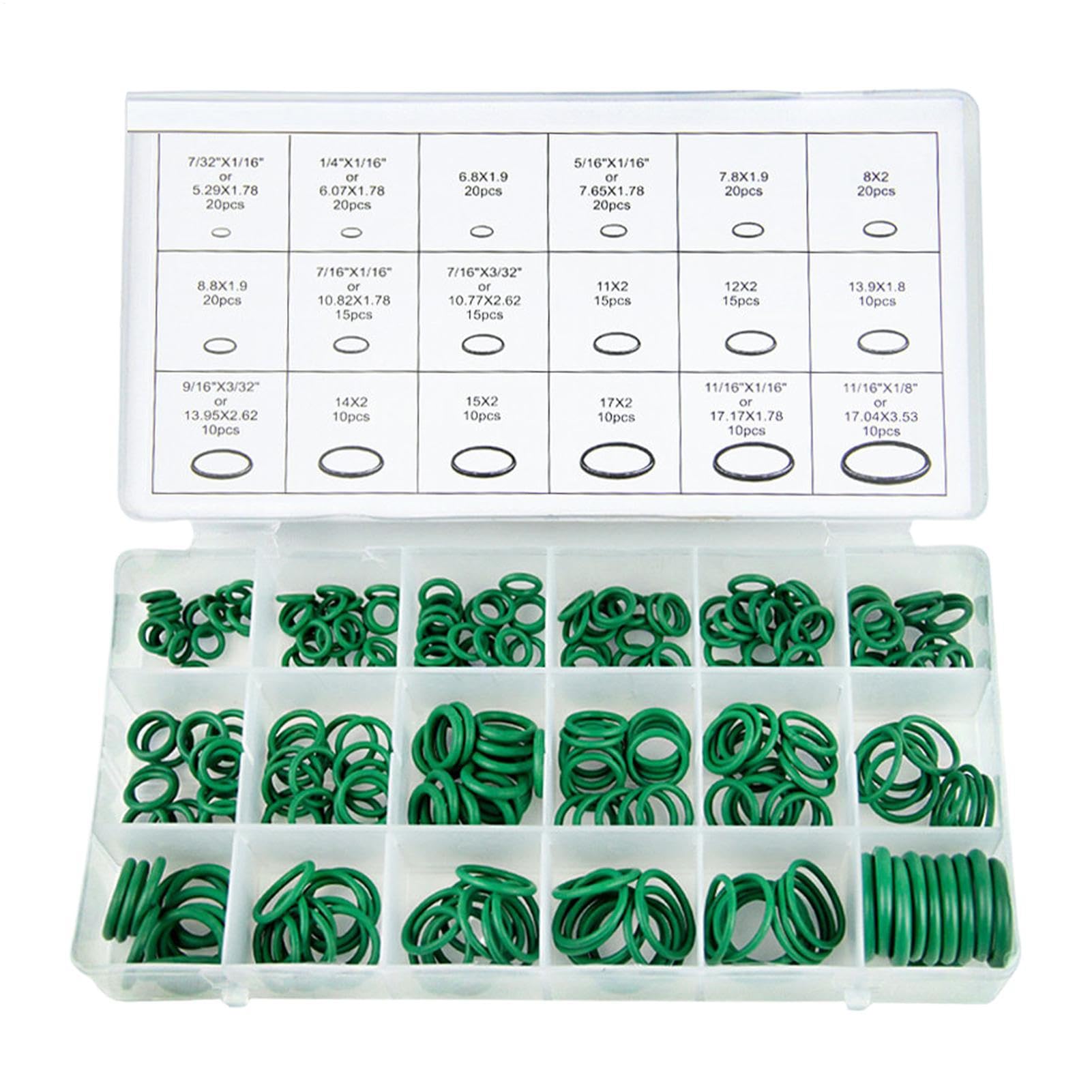 AC O Ring Kit – 270 unidades – Surtido de juntas para aire acondicionado de coche, motor, compresor y distribuidor con caja organizada para reemplazo de reparación