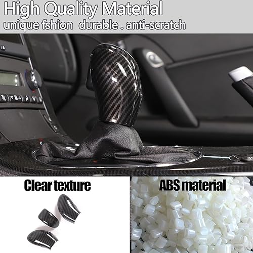 Miniatura 4 de Funda para cabeza de palanca de cambios compatible con Chevy Corvette C6 2005-2013, accesorios de cubierta de freno de mano (patrón de fibra de