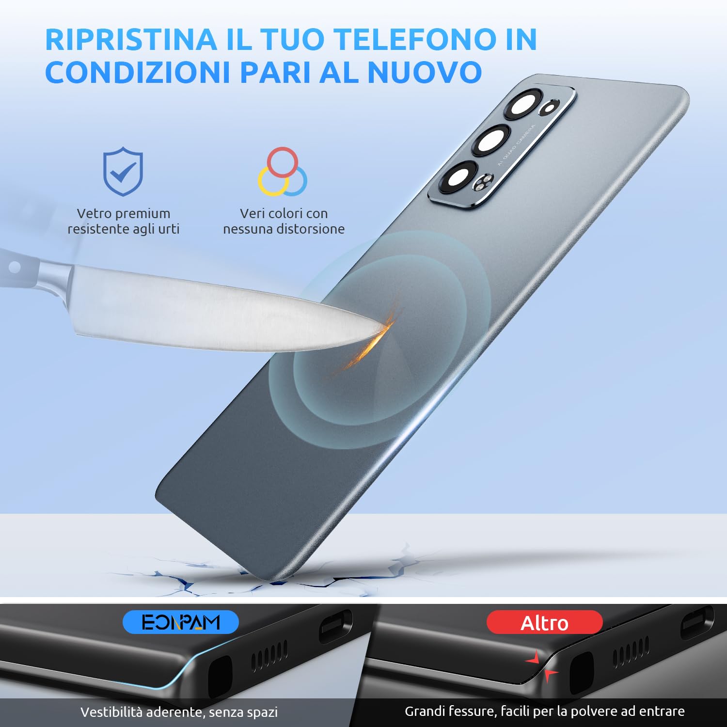 Eonpam Scocca Vetro Posteriore Sostituzione per Xiaomi Mi Note 10 Lite