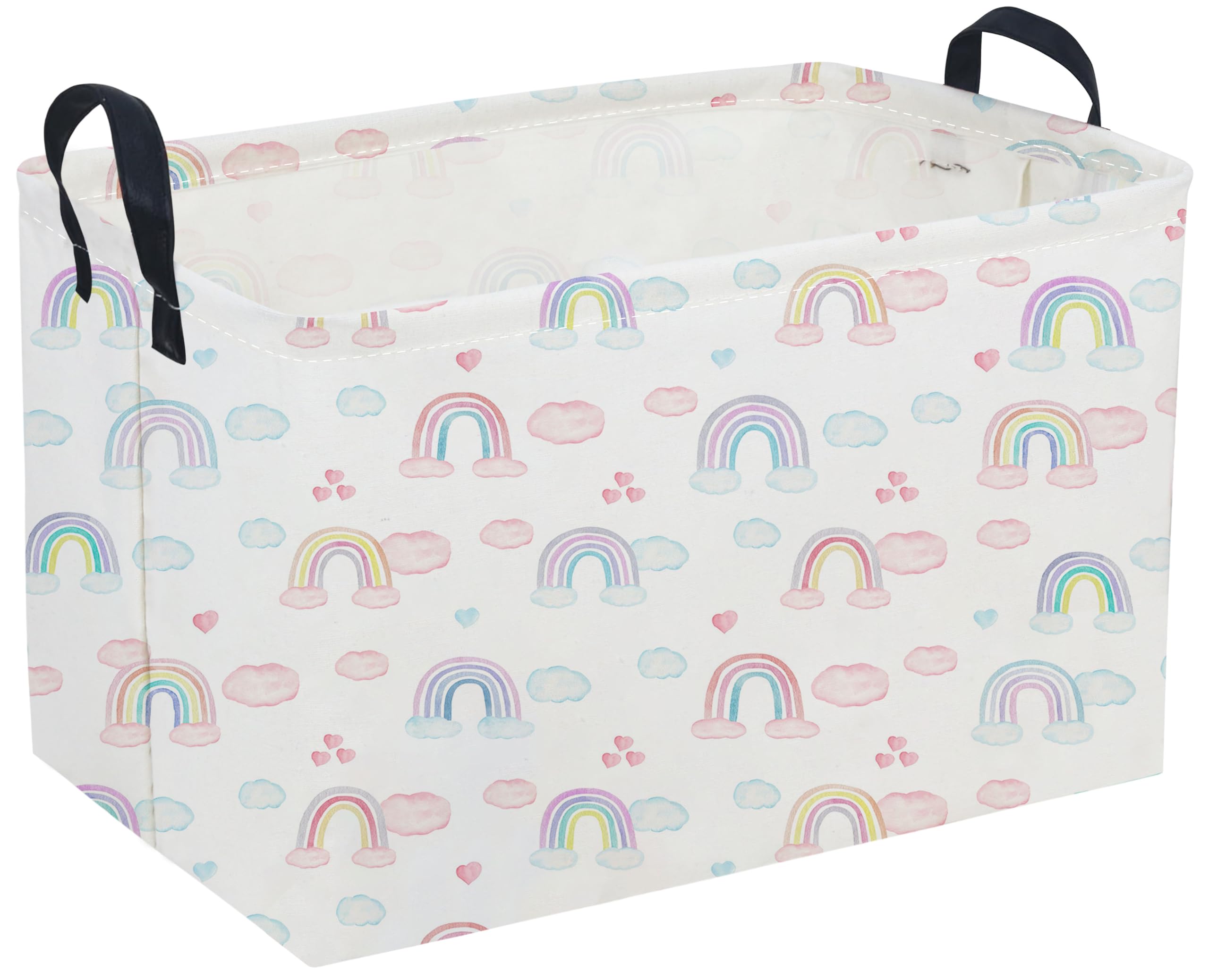 Sanjiaofeng Rectangular Rainbow Basket,Storage Bins with Handles,Dirty Clothes Basket,Rainbows Room Decor(Big Rainbow)
