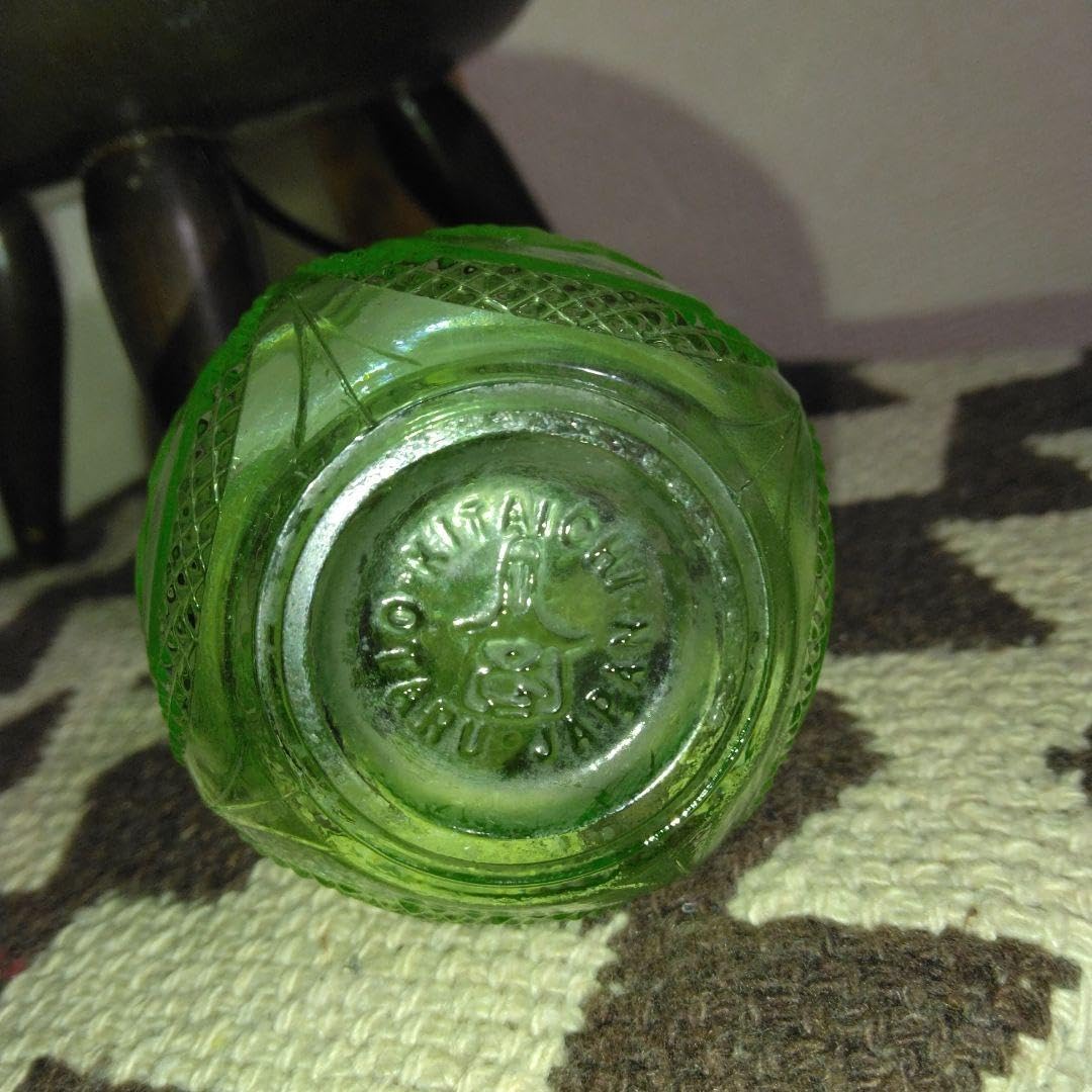 Amazon.co.jp: 小樽北一ガラス 醤油差しグリーン ガラス 花柄