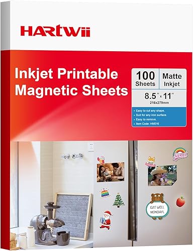 Miniatura 10 de Hartwii Hojas mate de imán imprimible a granel para impresora de inyección de tinta Hacer foto refrigerador 13.5mil 8.5 x 11 pulgadas 50 hojas de