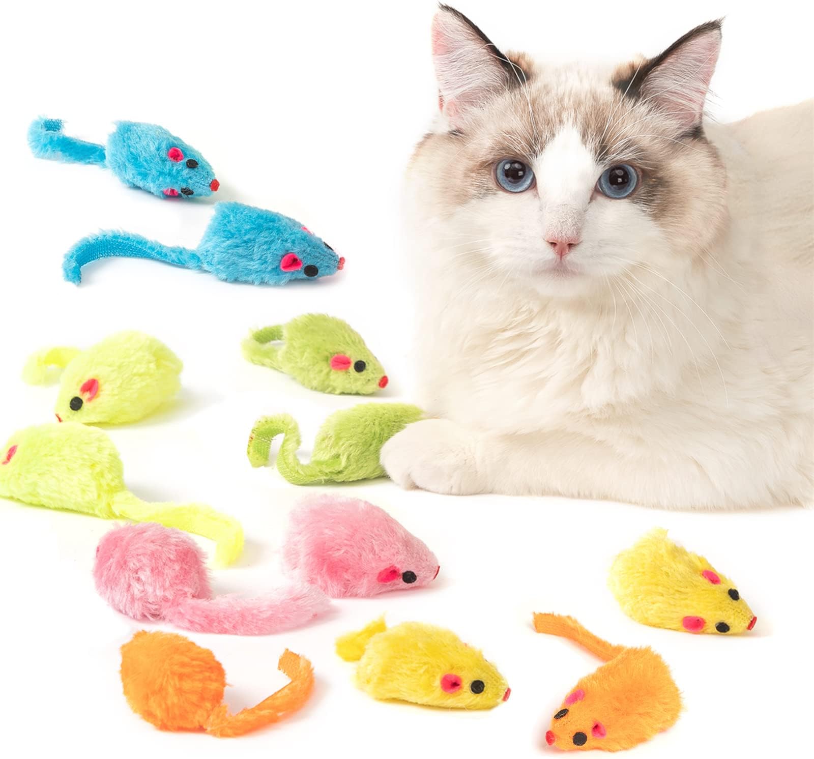 12PCS Rattling Catnip Cat Toys Mice