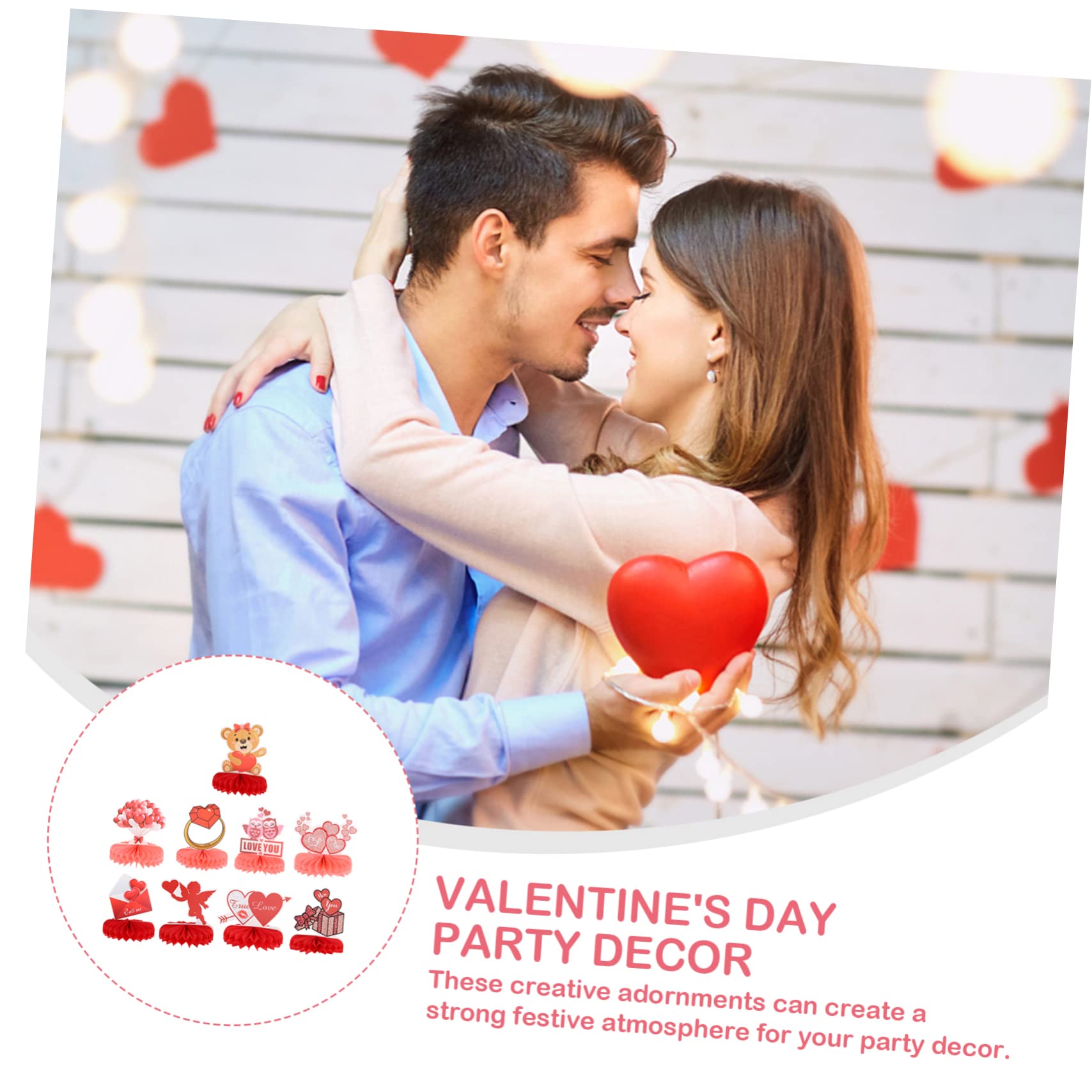 PRETYZOOM 3 Juegos Decoración del Día De San Valentín Panales Decoración De La Mesa del Día De San Valentín Decoración San Valentín Adornos Fiesta Bolas De Papel Adornos De Panal 9 Uds * 3
