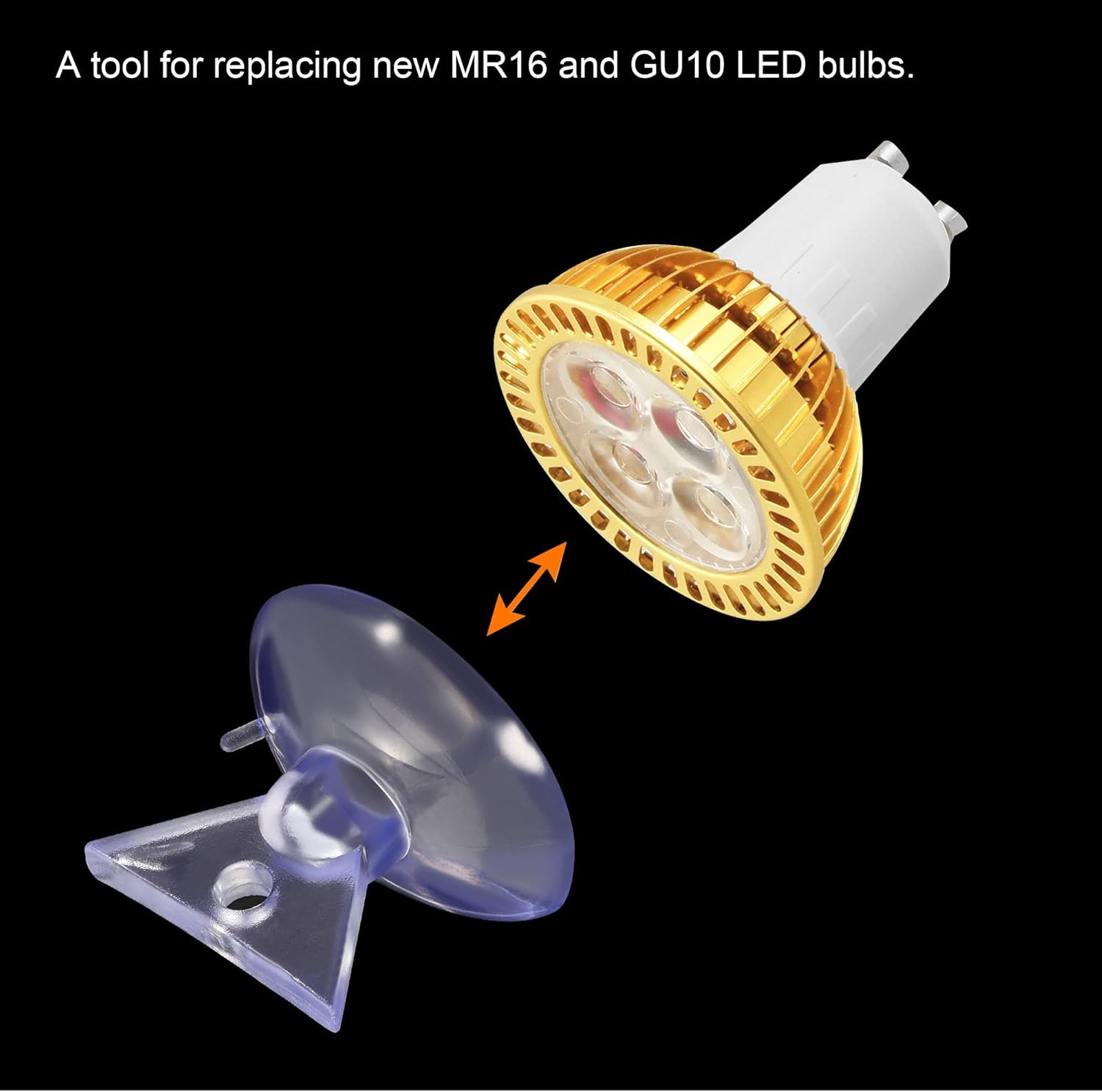 MECCANIXITY Bulb Changers, 35mm Dia. Suction Cup Light Lamp Replacing Tools for GU10 MR16 Bulbs, Black Clear PVC, 2 Set