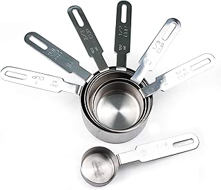 RSVP International Endurance (DMC-10) Stainless Steel Measuring Cups, Set of 7 | 1/8 Cup to 1 Cup Measurements | Nest for Easy Storage | Dishwasher Safe | Dry or Liquid | Baking or Cooking - coolthings.us