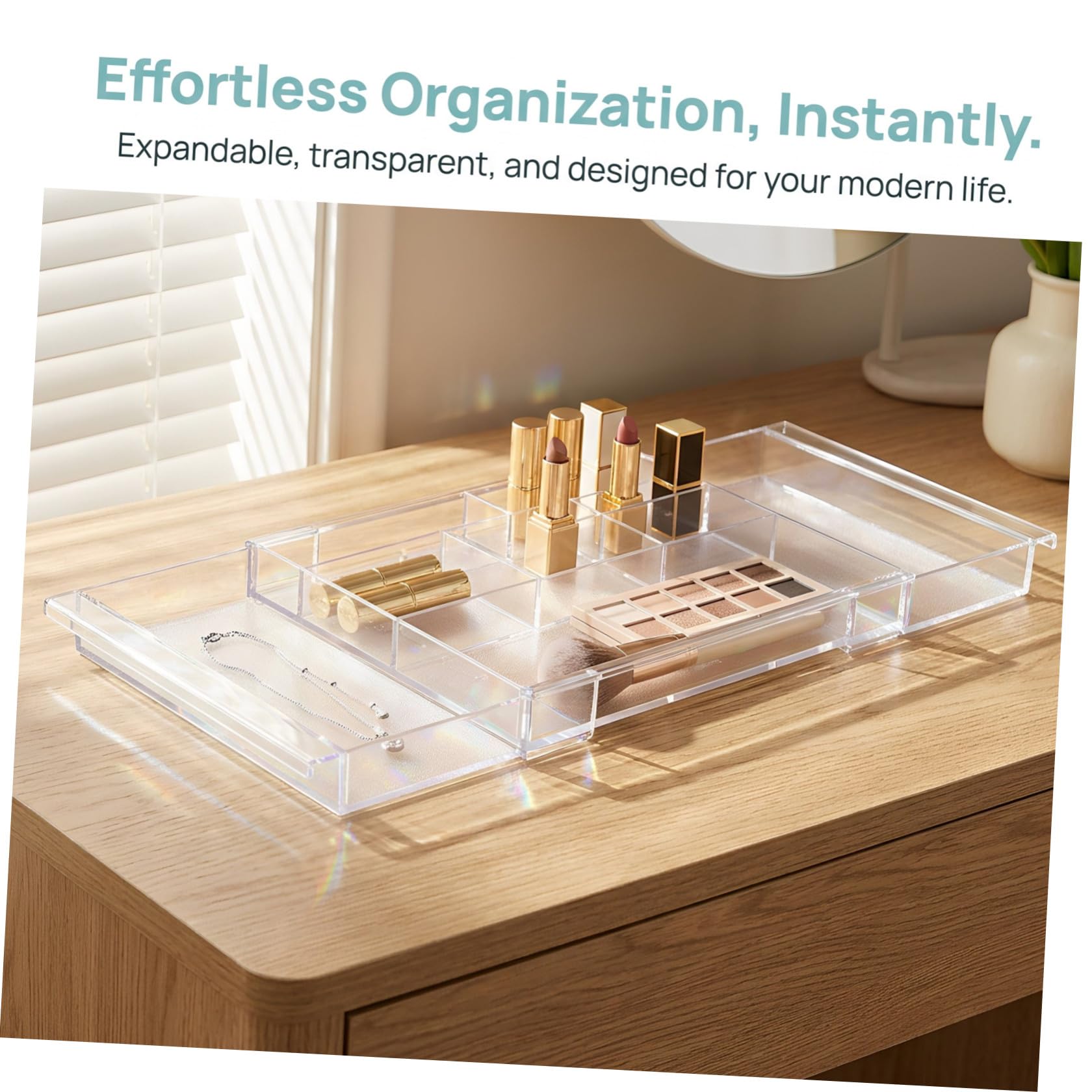 2 Piezas Organizador de Cajón Extensible de Acrílico Transparente con