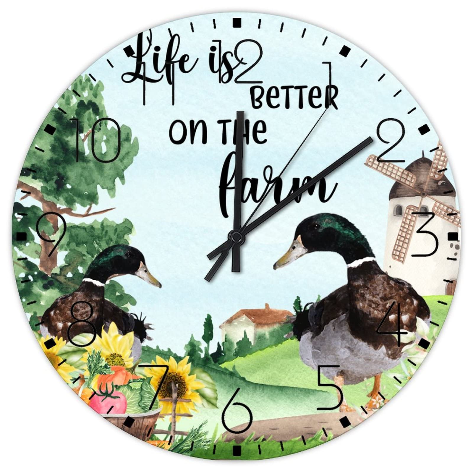 Horloge murale silencieuse sans tic-tac grand modele bois pour entrepot retro