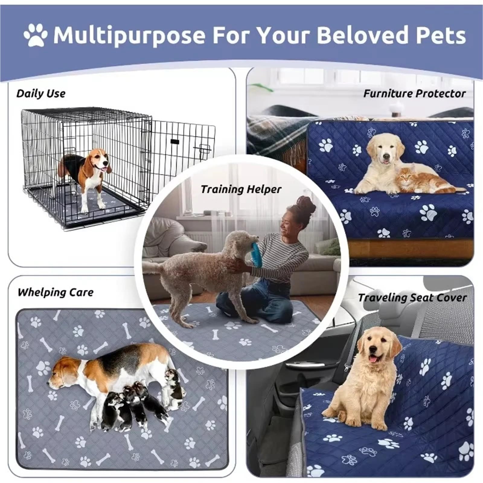 Alfombrilla de refrigeración extragrande para perros, cama fría para mascotas, base de hielo | azul, 100 x 90 cm L