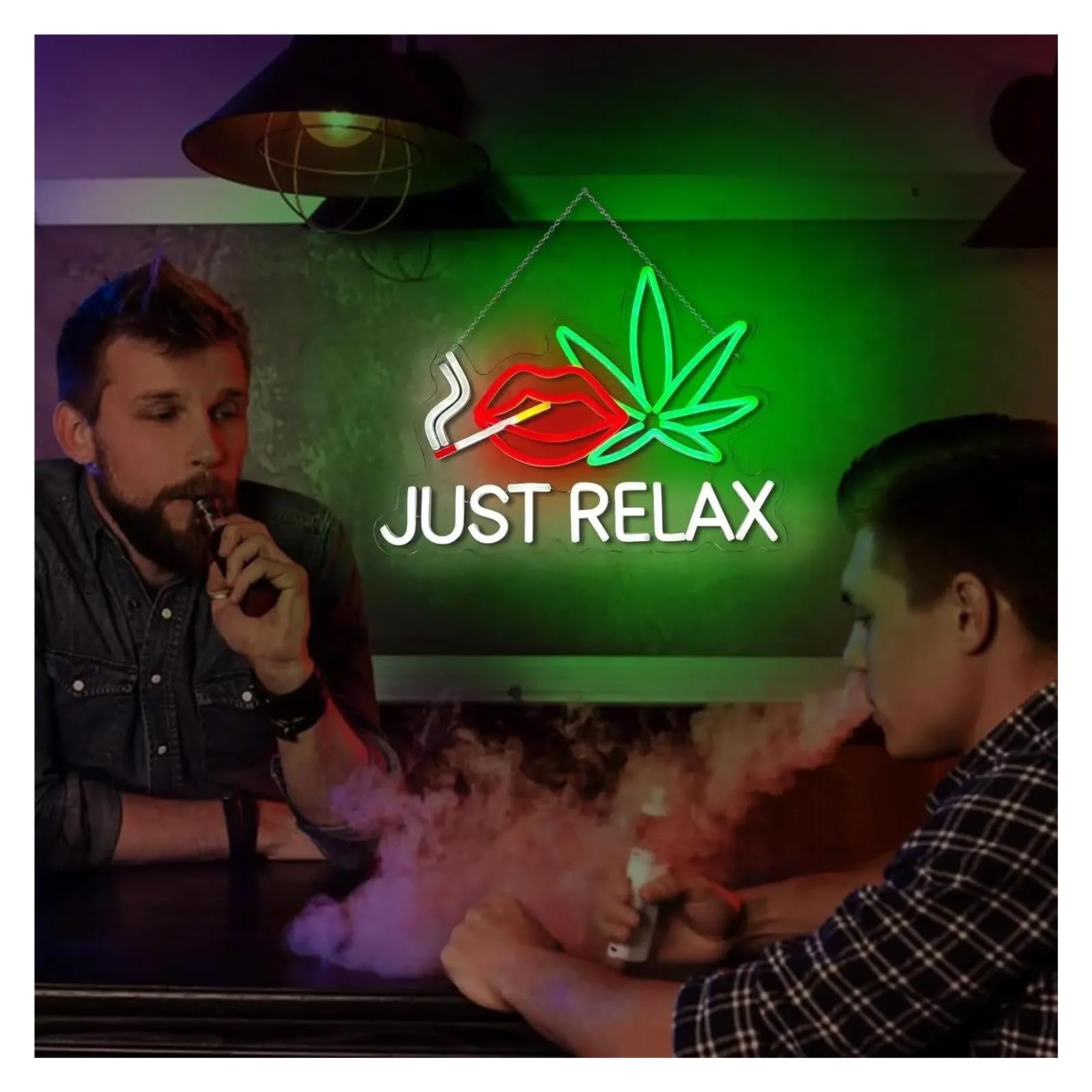 Decoración Lámparas Letrero De Neón Just Relax Con Luz Regulable USB En Forma De Hoja Para Dormitorio Bar Sala De Juegos Hotel Fiesta De Cumpleaños O Restaurante 38cmx28.3cm