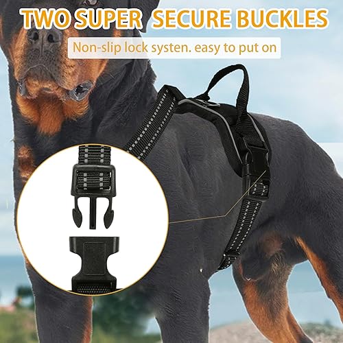 Miniatura 7 de Arnés para perro, chaleco acolchado suave ajustable para perro, arnés sin tirones para mascota con 2 clips para correa, chaleco Oxford reflectante