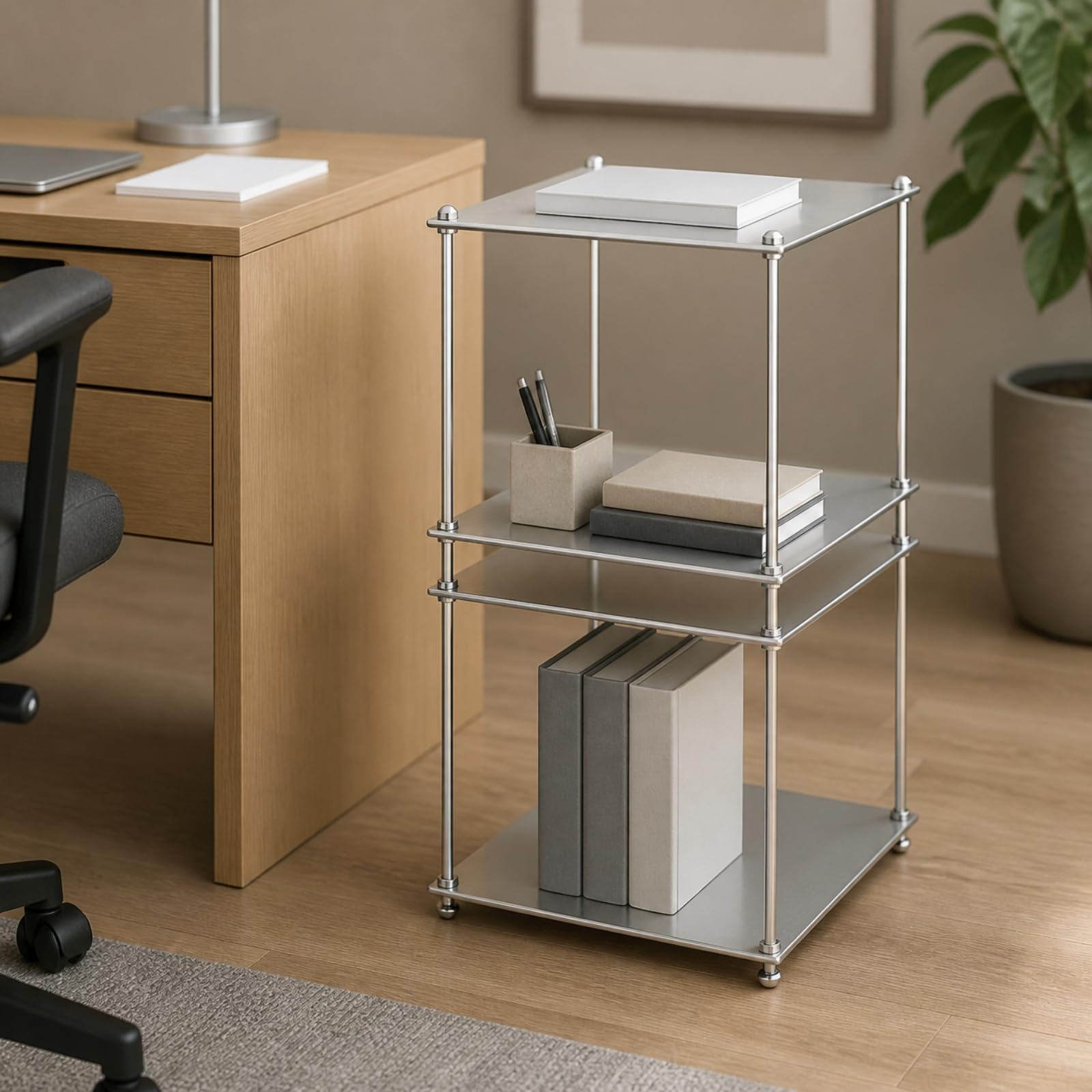 rockible ría Modular Metal Giratorio Rack Almacenamiento con s Cuadrados Resisn Organizador Modular Apilable para Dormitorio, 35x35x62cm, 2 Niveles