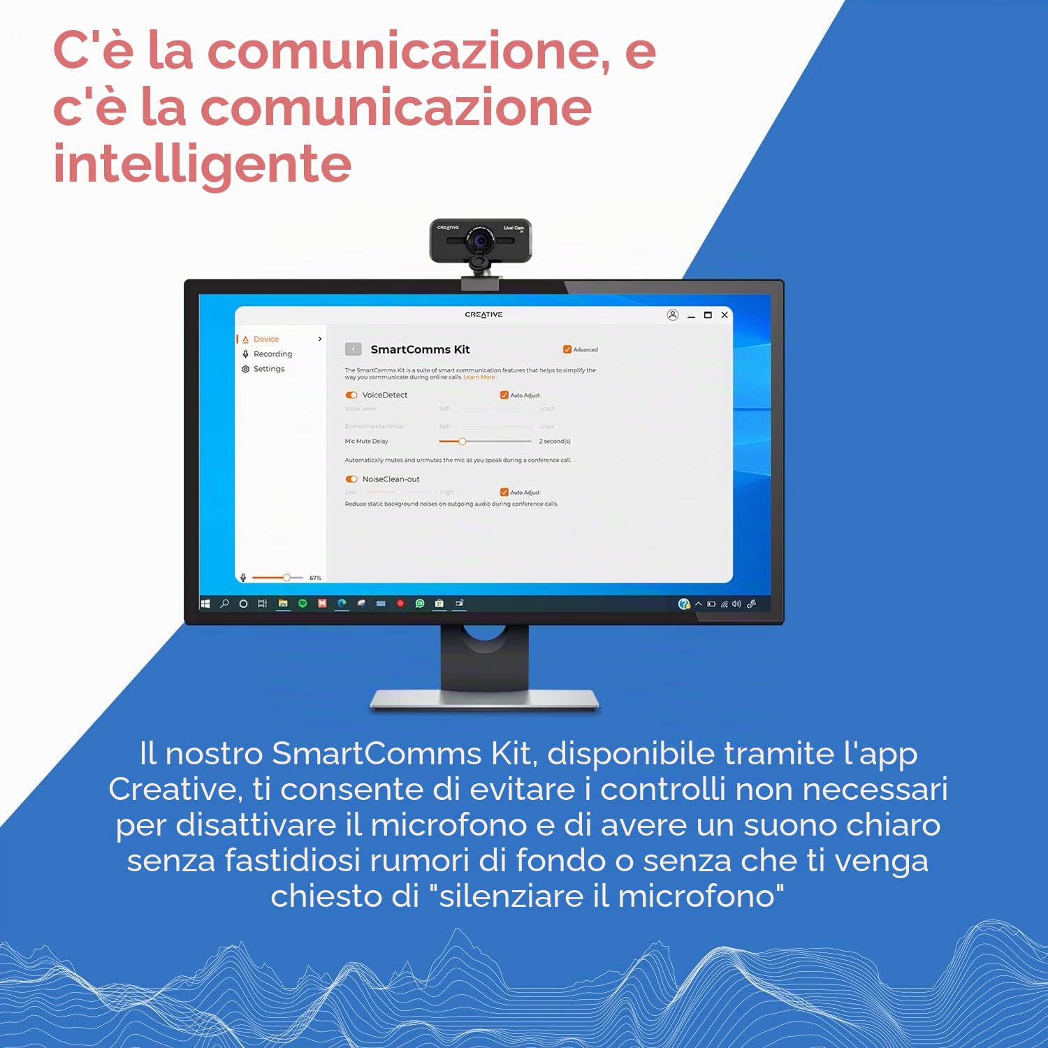 Creative Live E!Cam Sync V3 2K QHD Webcam USB con zoom digitale 4X (4 modalità zoom da grandangolo a stretto ritratto), obiettivo privacy, 2 microfoni per PC e Mac