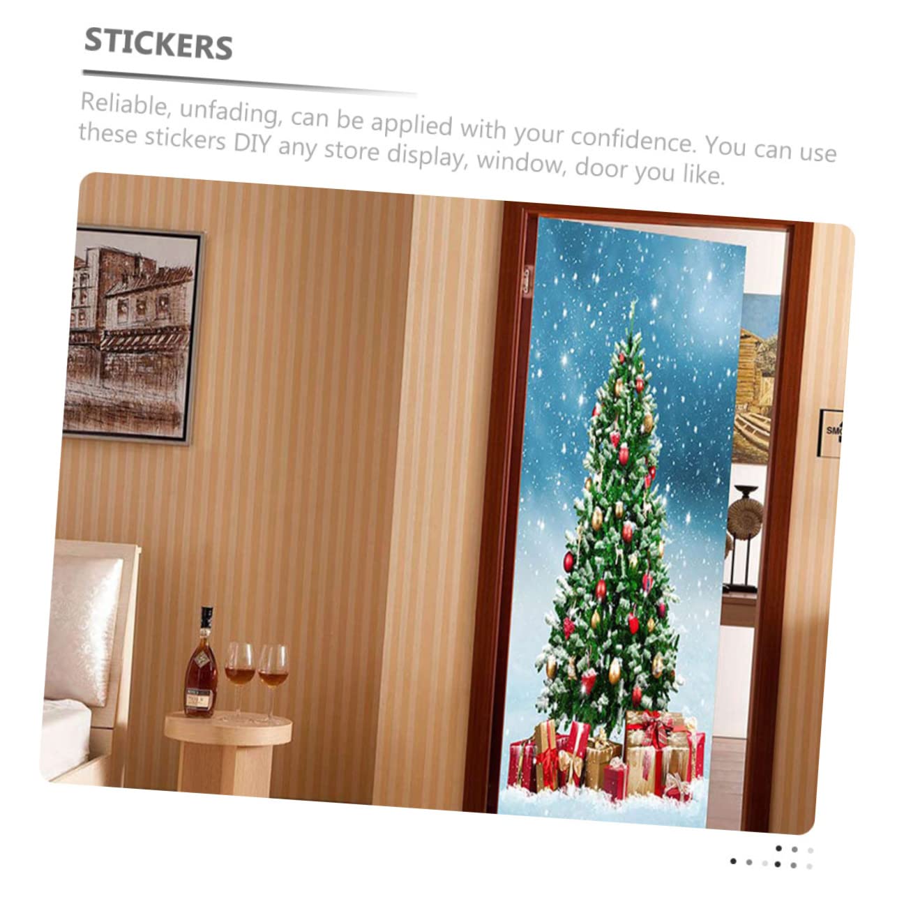 Cabilock 2 Juegos Pegatinas Para Puerta Bolas De Navidad Adornos Decoración Letreros Calcomanías Guirnaldas Calcomanías Para Despegar Y Pegar Cortina De Papá Noel Luces 2 hojas * 2