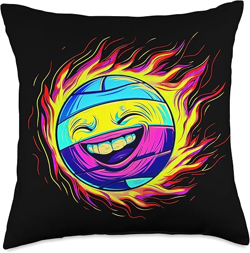 Miniatura 4 de Funny Streetwear synthwave 80s 90s volleyball face player Throw Pillow