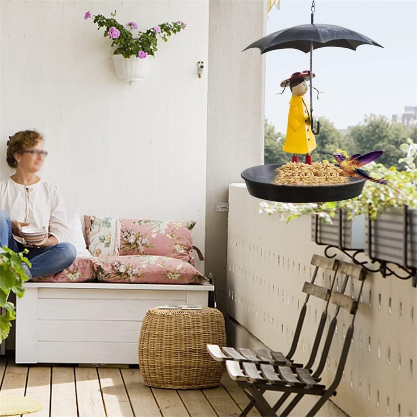Vogelfutterhaus Garten Praktischer Vogelhäuschen Für Den Garten, Hinterhof, Umhüllter Kolibri-Futterspender Mit Abdeckung, Regenschirm-Dekor Futterhaus Für Vögel Balkon