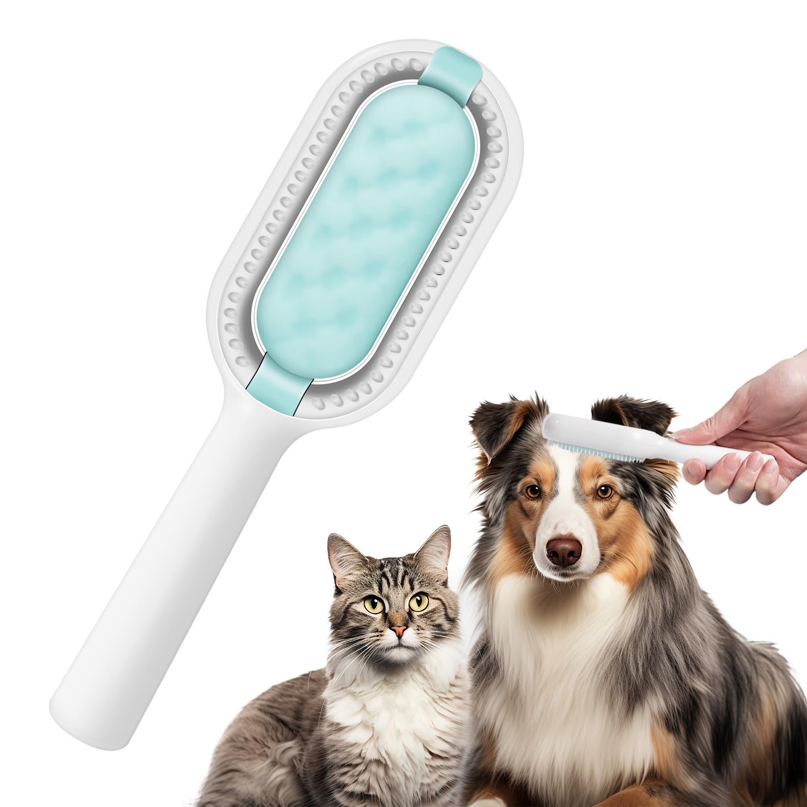 Cepillo Perros y Gatos, Cepillos de Aseo para Mascotas para de Pelo Corto, Peine de Limpieza Autolimpiante para Eliminar los Enredos
