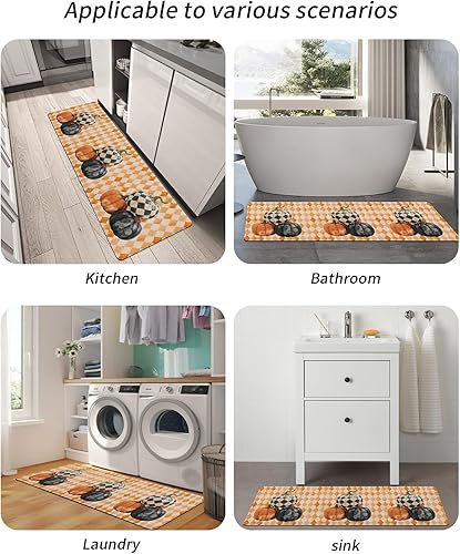 Miniatura 6 de Tapete de baño con diseño de flores de calabazas, antideslizante, de secado rápido y absorbente, de tierra de diatomeas, para fregadero de cocina,