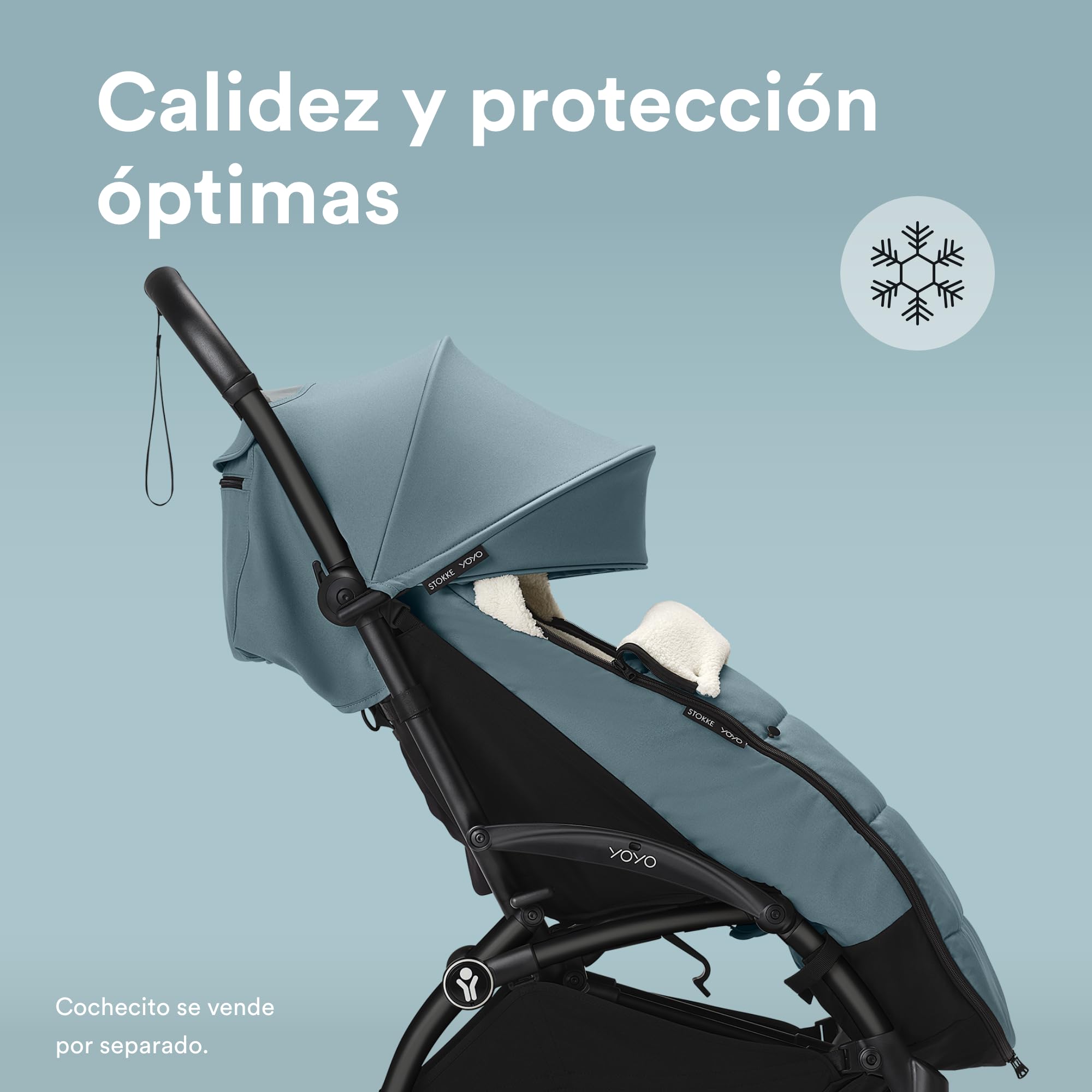 Saco para Stokke YOYO, Aqua - Capucha de forro polar con cordón, acolchado doble - Lavable a máquina a 30 °C - Incluye bolsa pequeña